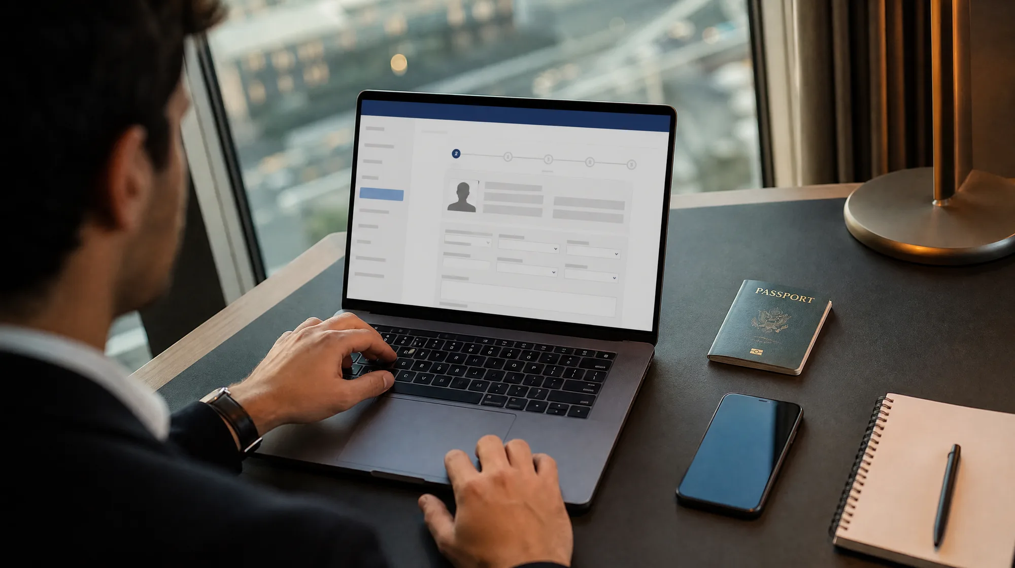 Traveller completing an electronic visa application