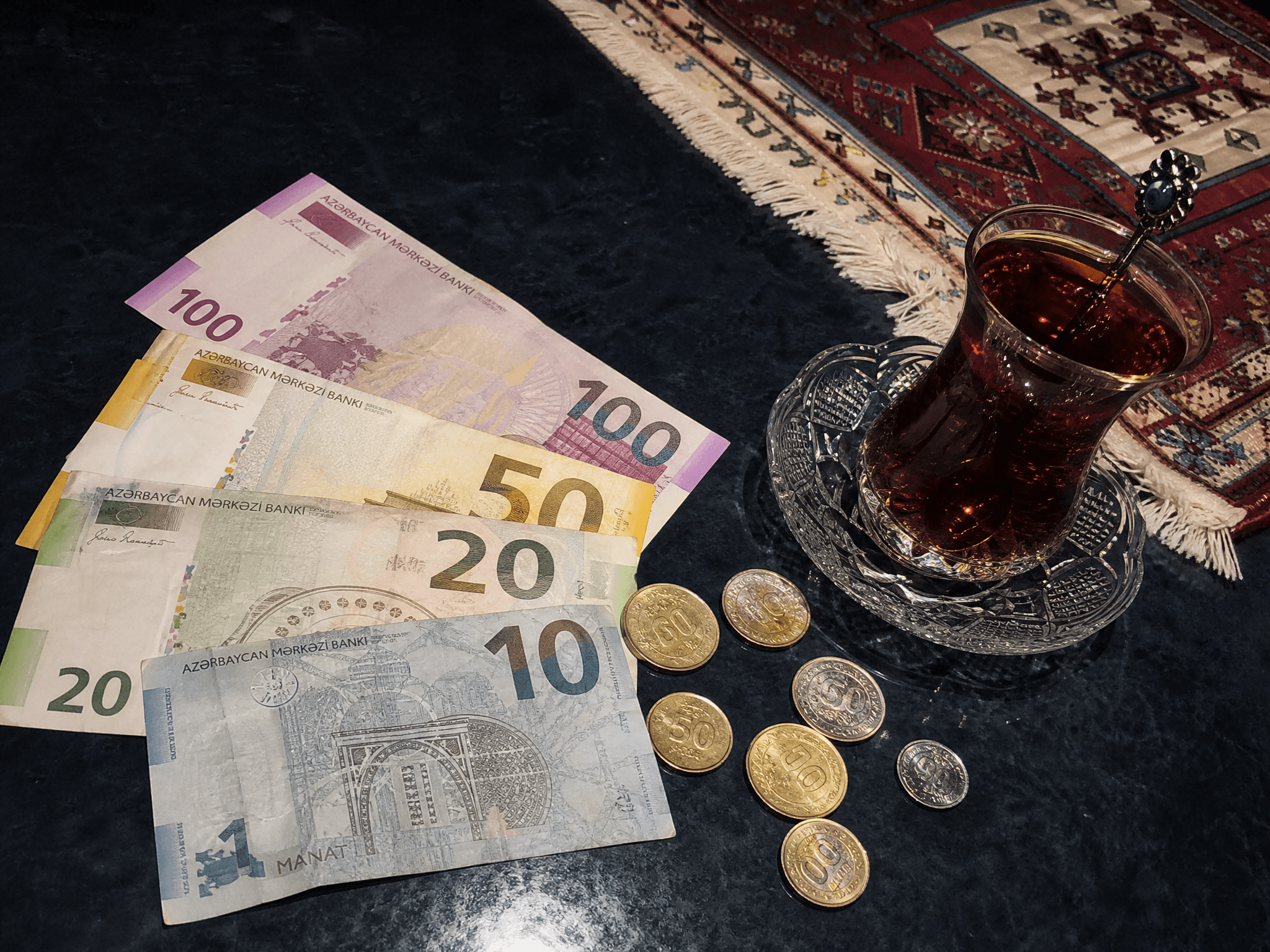 Azerbaijani manat banknotes and coins