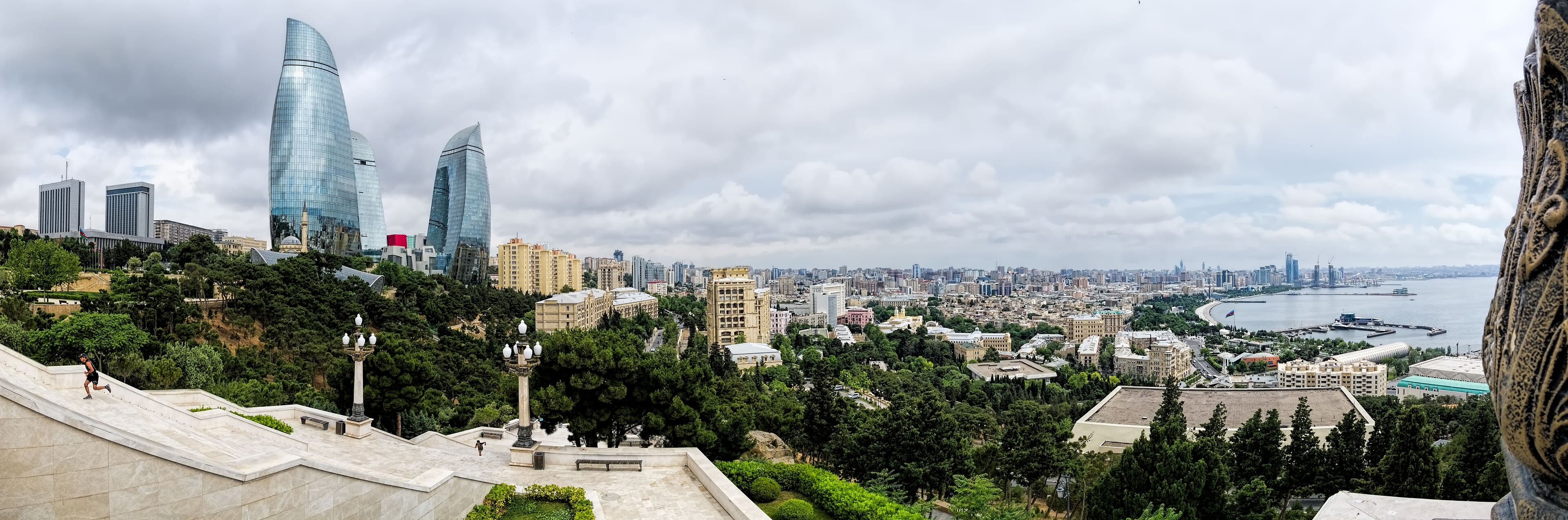 Panoramic view of Baku, from the Old City to the Caspian waterfront